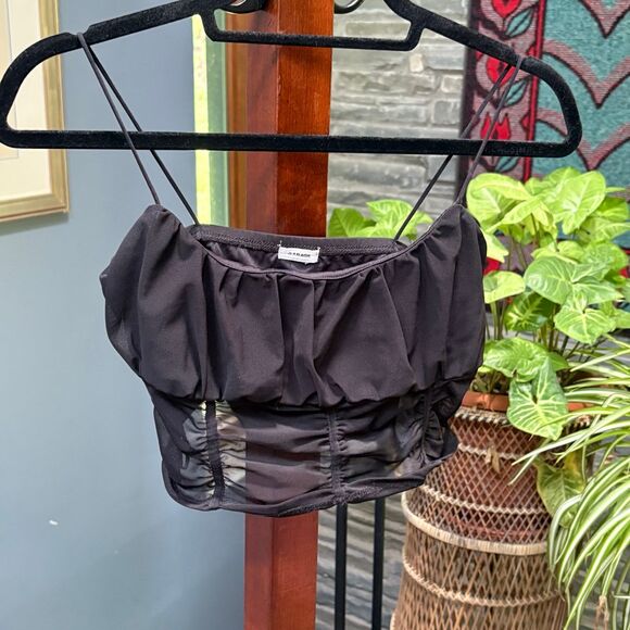 Garage Black Mesh Crop Top size M - Picture 2 of 6